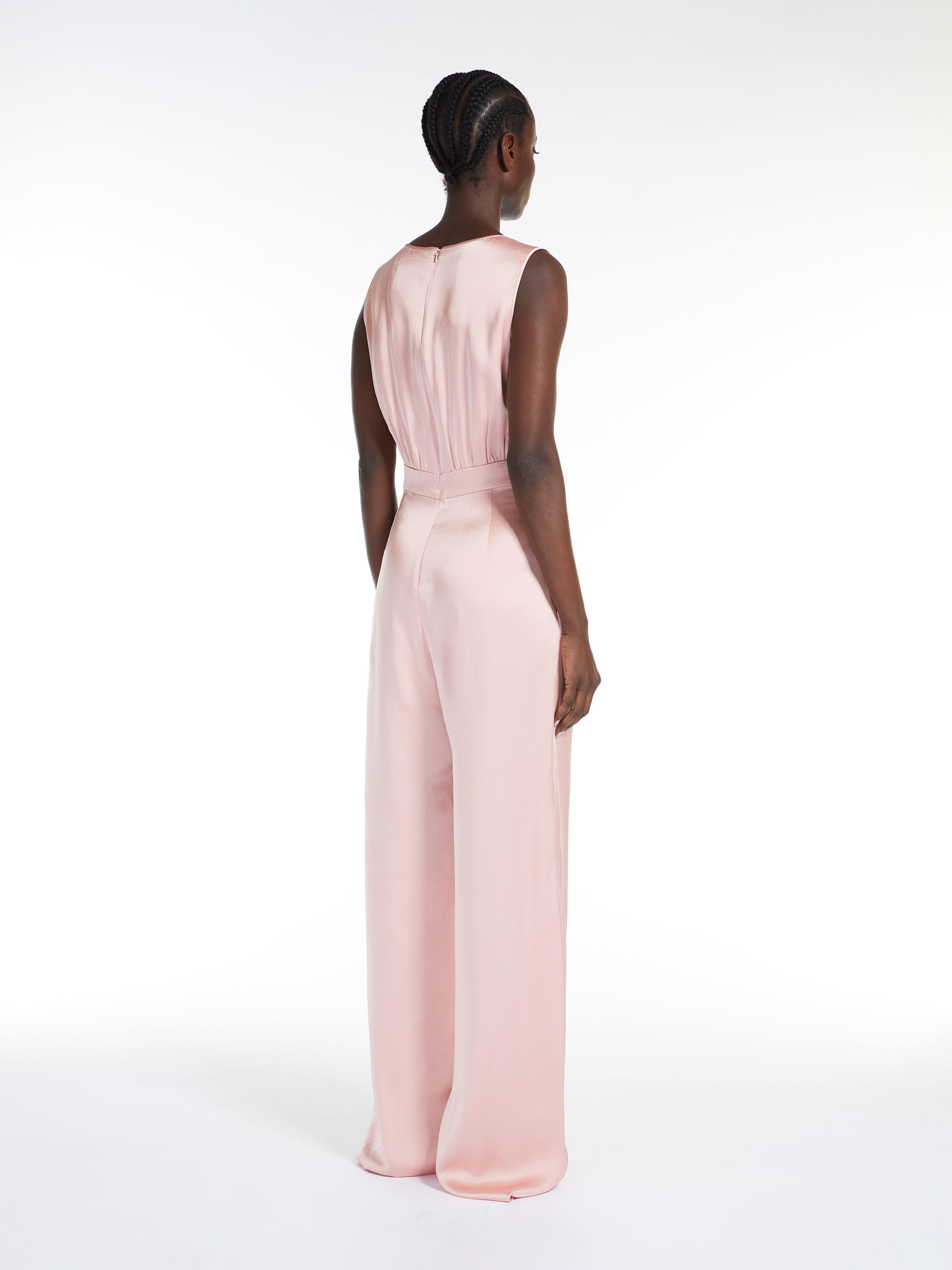 Max Mara Sleeveless Round Collar Jumpsuit In Pink