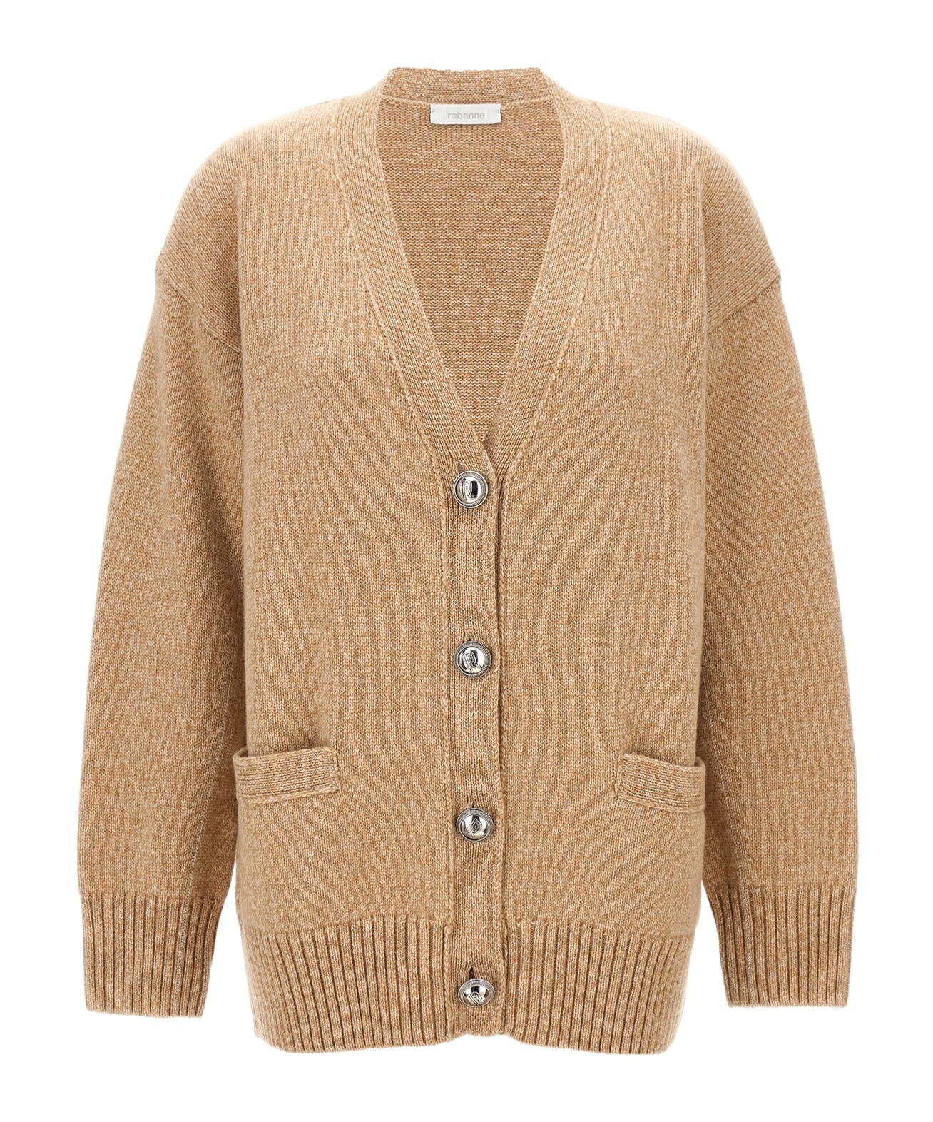 Shop Rabanne Buttoned Cardigan In Nude