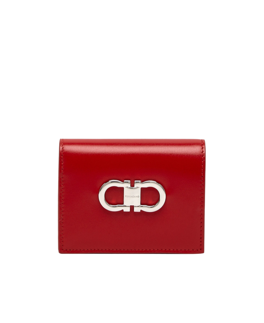 Ferragamo Gancini Compact Wallet In Red