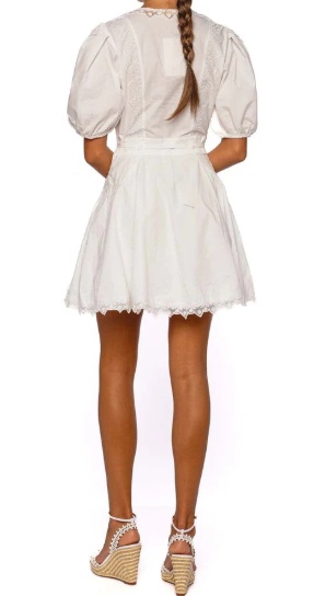 Ulla Johnson Embroidered Short-sleeved Mini Dress In White