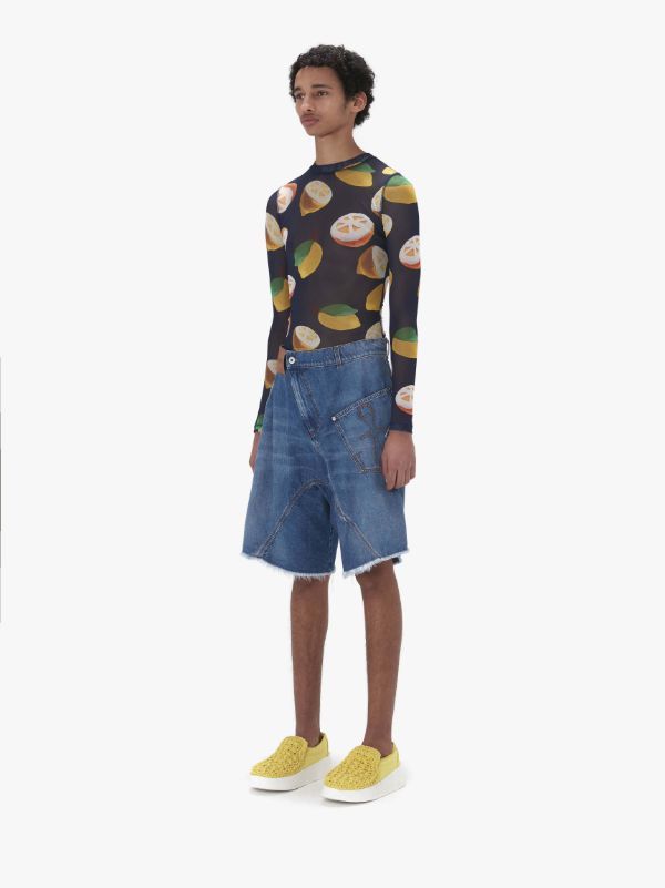Jw Anderson Long Sleeve Mesh Top In Black