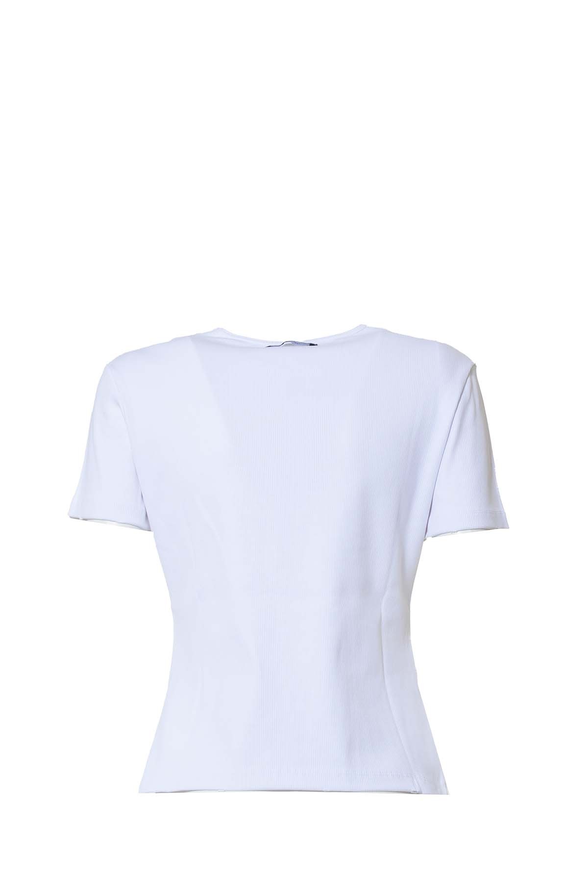 Blumarine Logo Embroidered Crewneck Knitted T-shirt In White