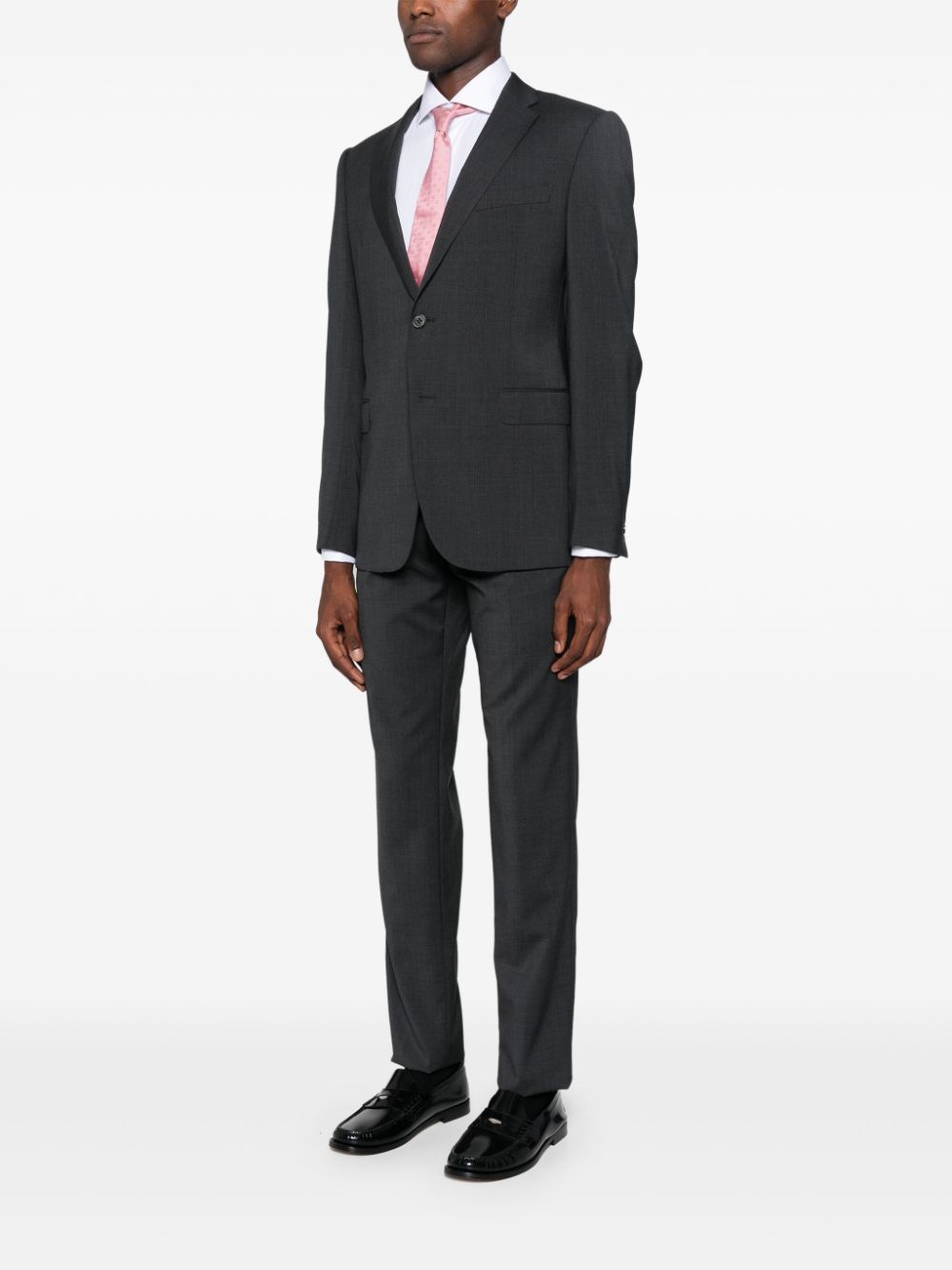 Emporio Armani Single-breasted Wool Suit Notched Lapels In Gray