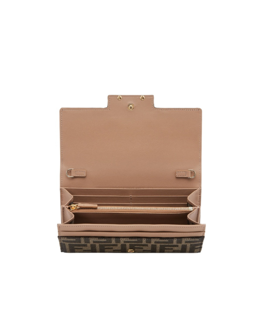 Fendi Ff-print Wallet In Brown