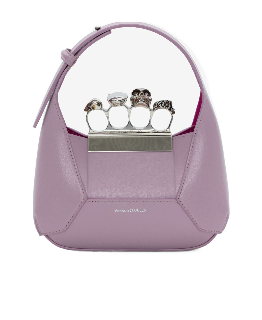 Alexander Mcqueen Skull Jeweled Mini Chain Hobo Bag In Pink