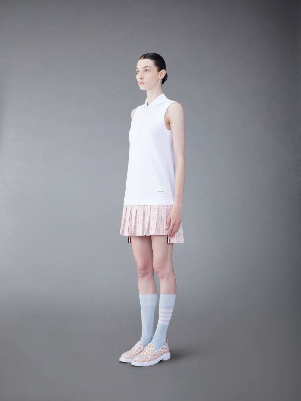 Thom Browne Mini White And Orange Polo Dress In Cotton Woman