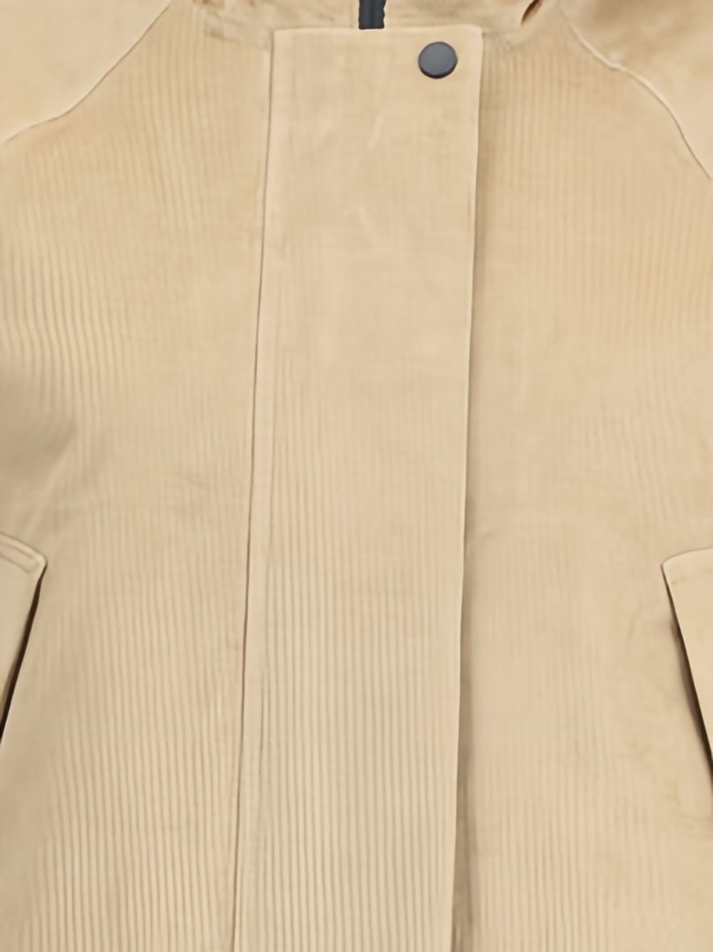 Woolrich Hooded Corduroy Jacket Adjustable Cuffs In Neutral