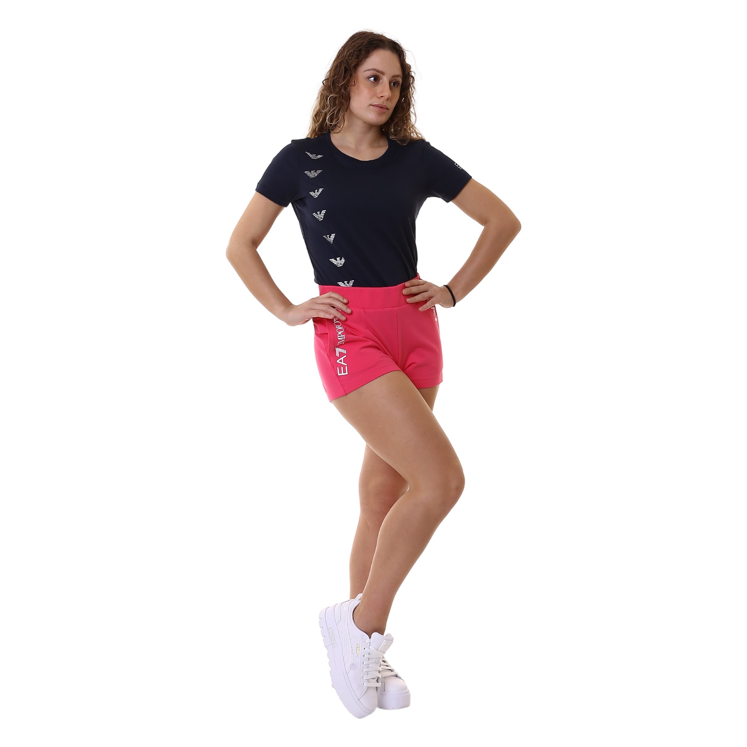 EA7 NAVY BLUE ROUND COLLAR SHORT-SLEEVED T-SHIRT 