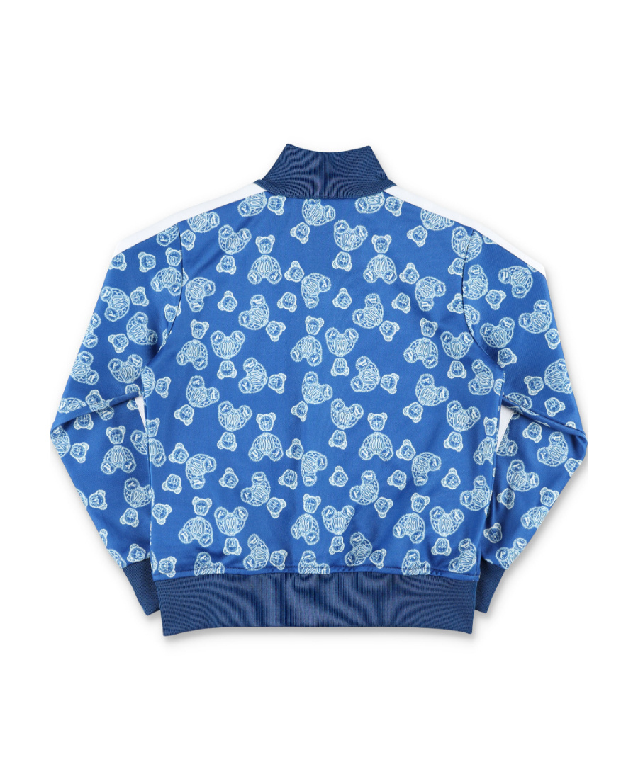 Palm Angels Kids All-over Graphic Printed Zip-up Sweatshirt In Blue