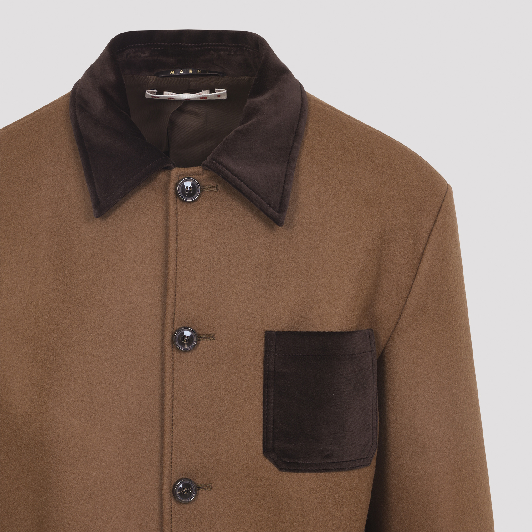 Marni Double Splittable Wool Felt Workwear Jacket In Brown