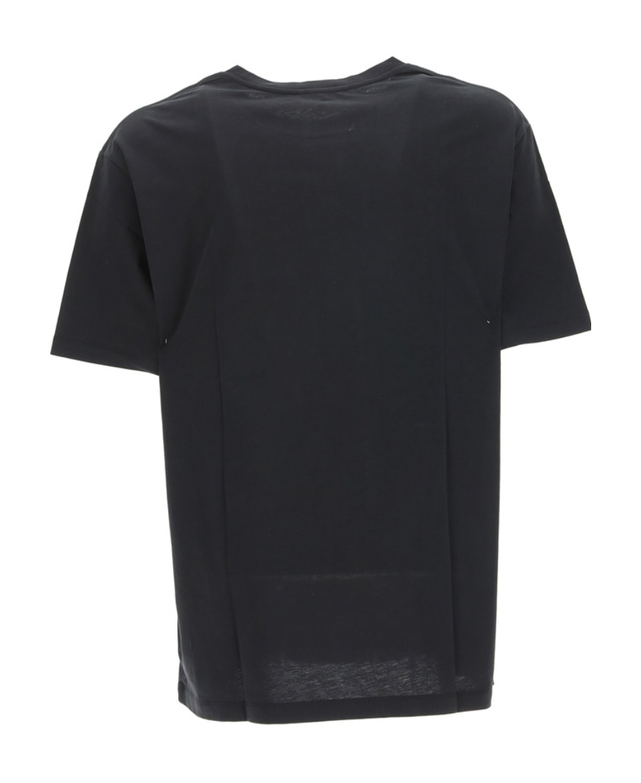 Balmain Black Crewneck T-shirt With Logo Print In Cotton Man