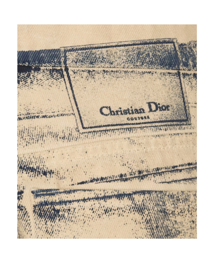 Dior Tooling Effect Printed Jeans In Nude