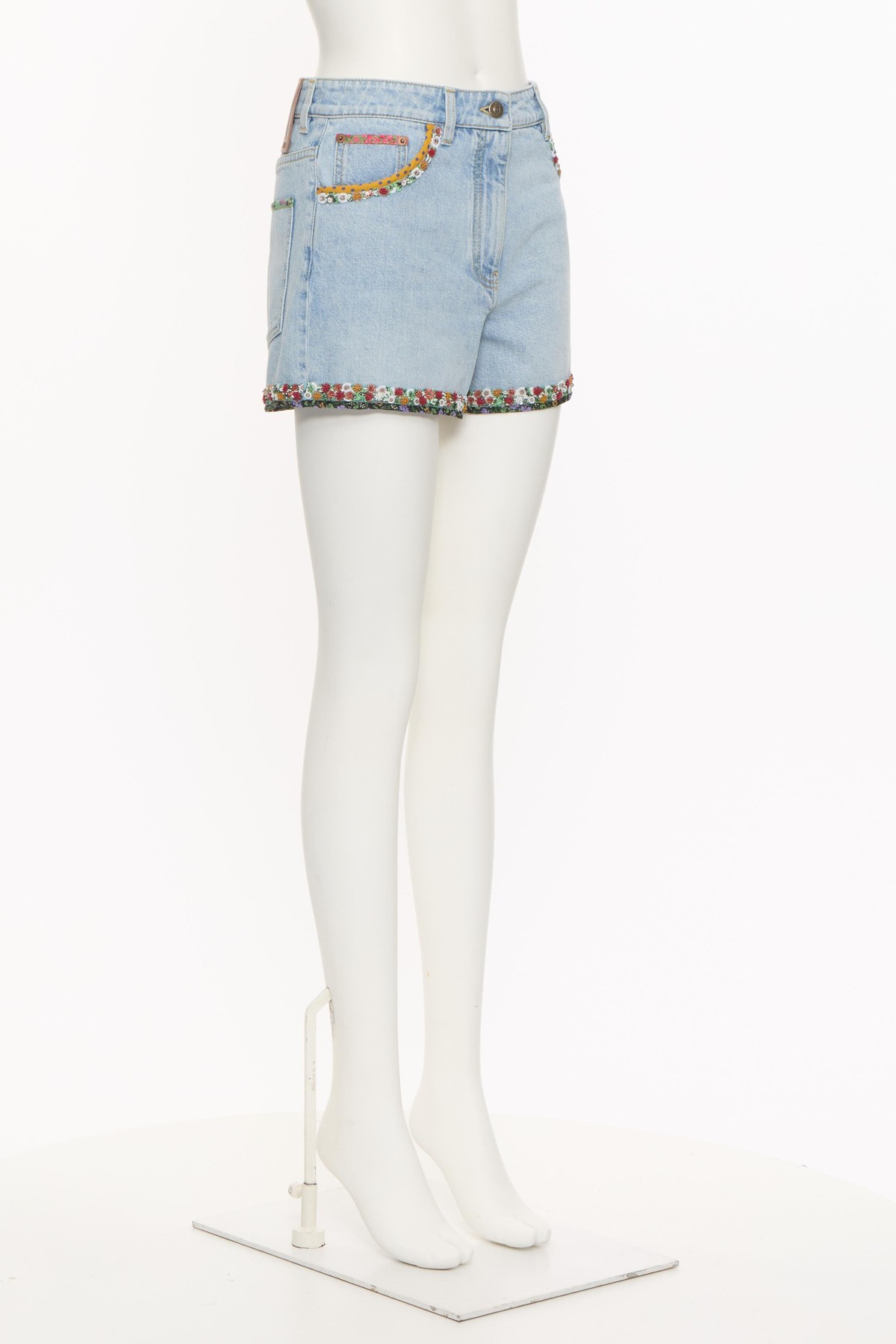 Valentino Embroidered Denim Shorts