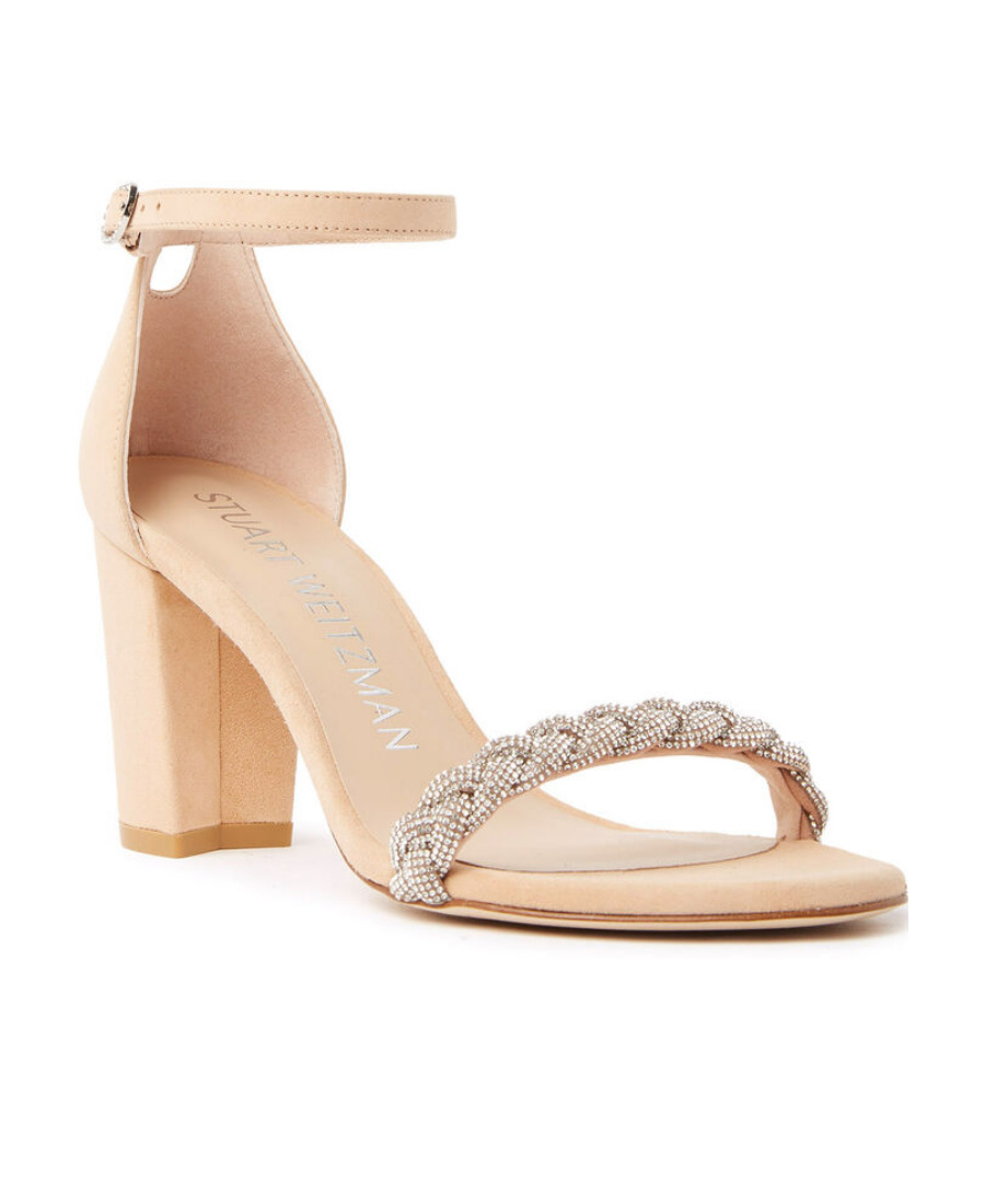 Stuart Weitzman Nudistcurve 80mm Embellished Sandals In Nude