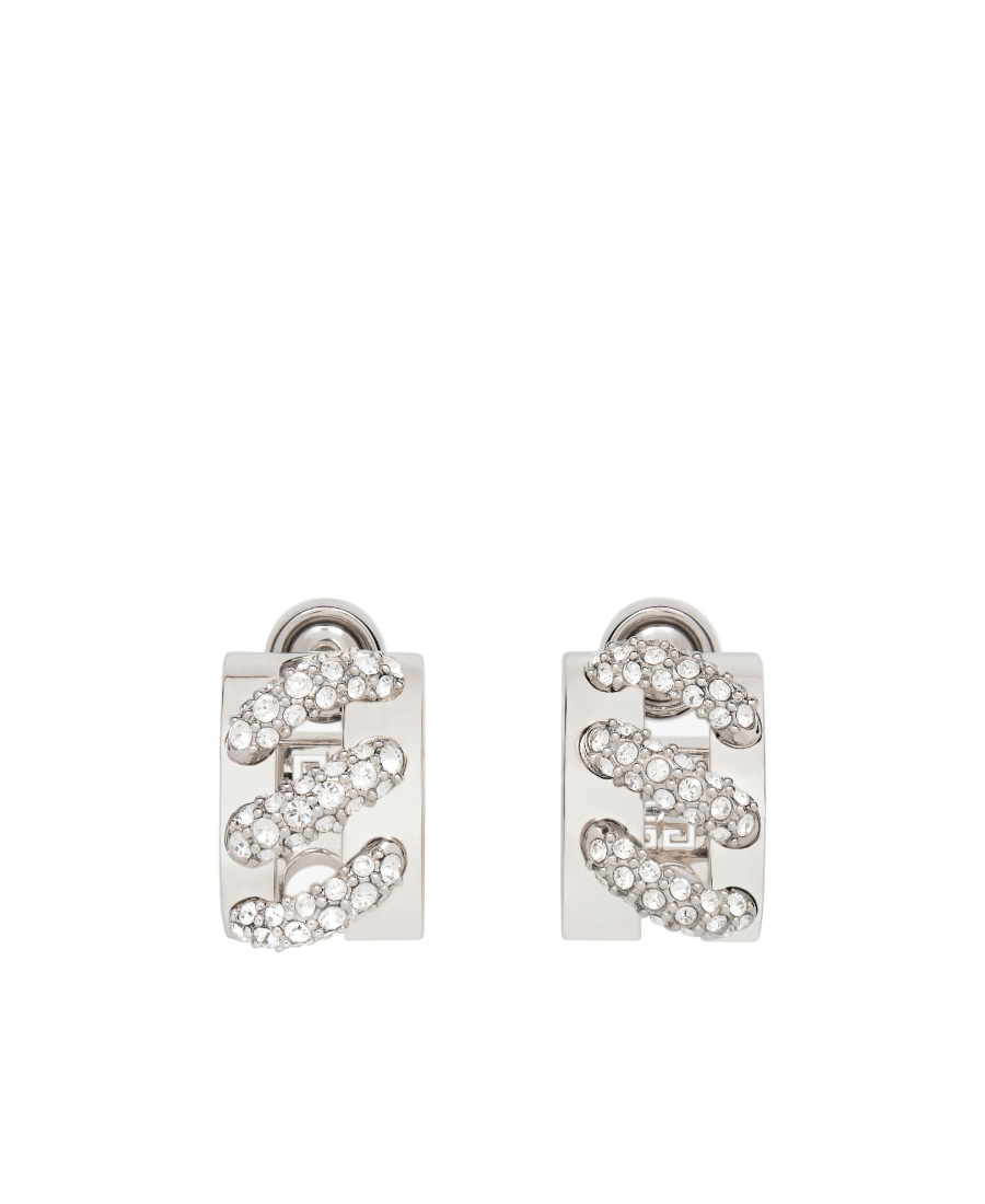 Givenchy Stitch Earrings In Metal With Crystals In White