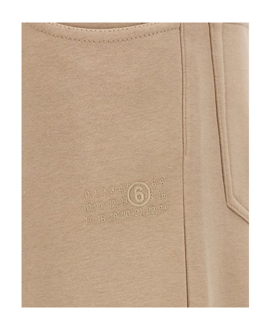 Mm6 Maison Margiela Signature Numbers-motif Wide-leg Trousers In Nude