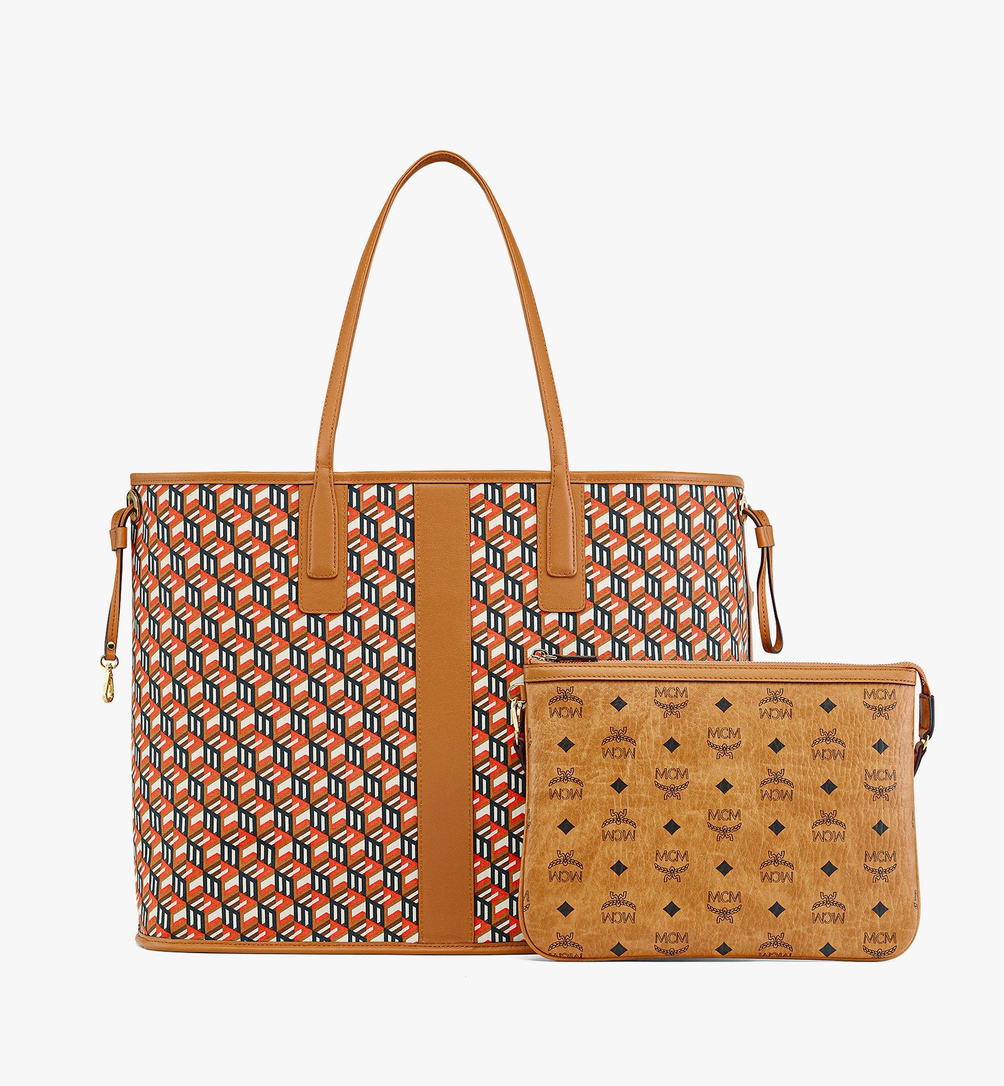 Mcm Liz Large Reversible Visetos Shopper Tote Bag In Brown