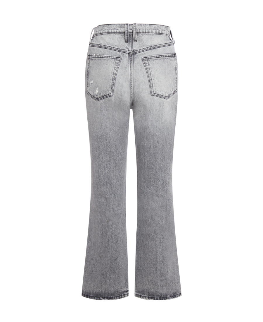 Frame Distressed High-rise Cropped Bootcut Jeans In Gray