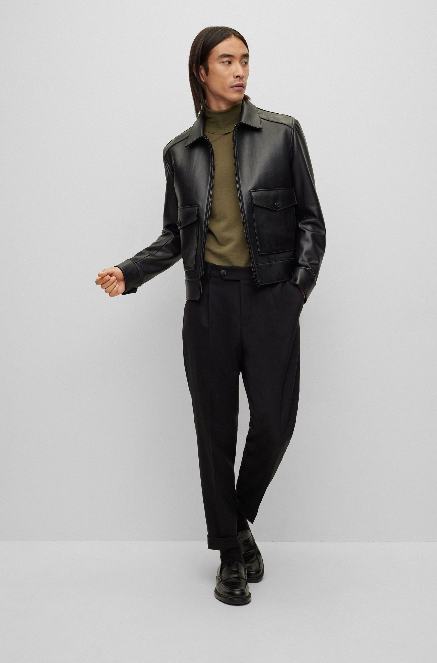 Hugo Boss Cropped Tailored Trousers In Black