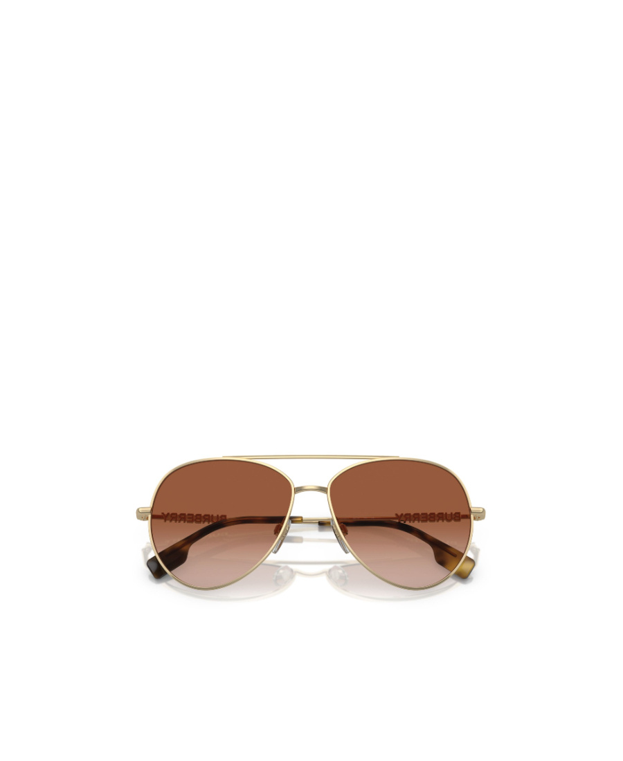 Burberry Womens Gold Be3147 Aviator-frame Metal Sunglasses In Brown