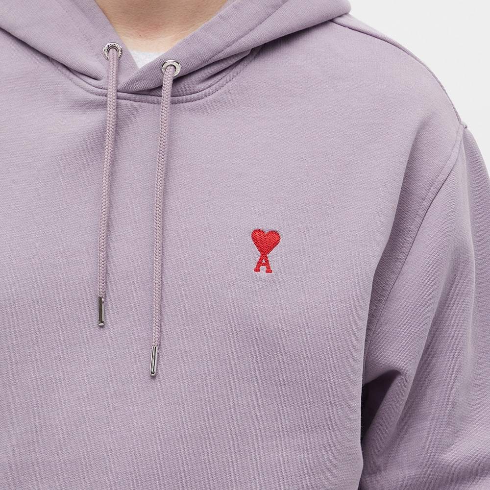 Ami Alexandre Mattiussi Heart Embroidered Drawstring Hoodie In Gray