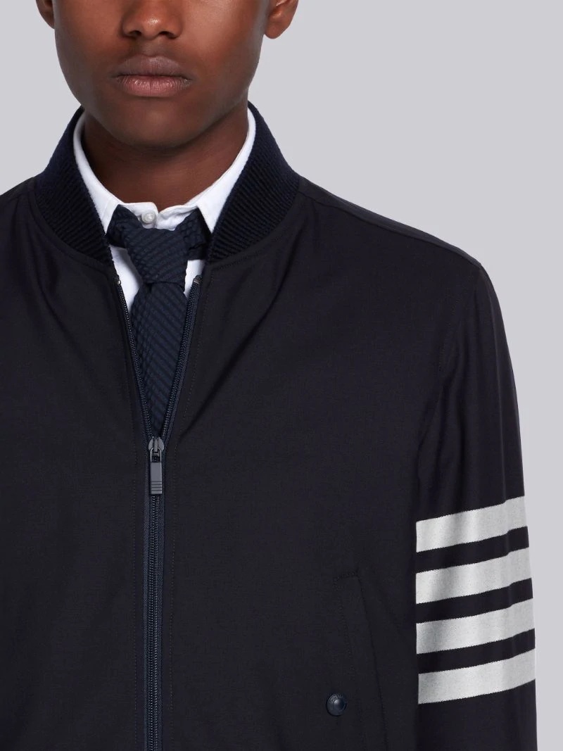 Thom Browne 4-bar Plain Weave Suiting Bomber Jacket In Black