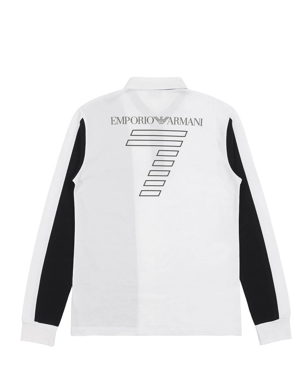 Ea7 Logo Long-sleeved Polo Shirt In White