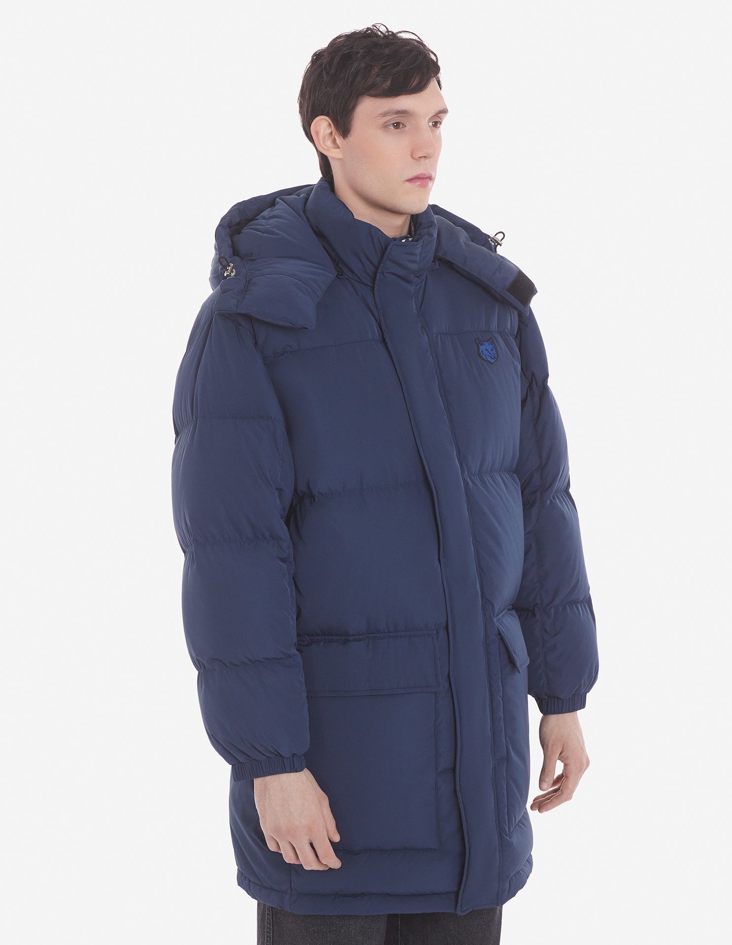 Maison Kitsuné Fox-appliqué Padded Coat In Blue