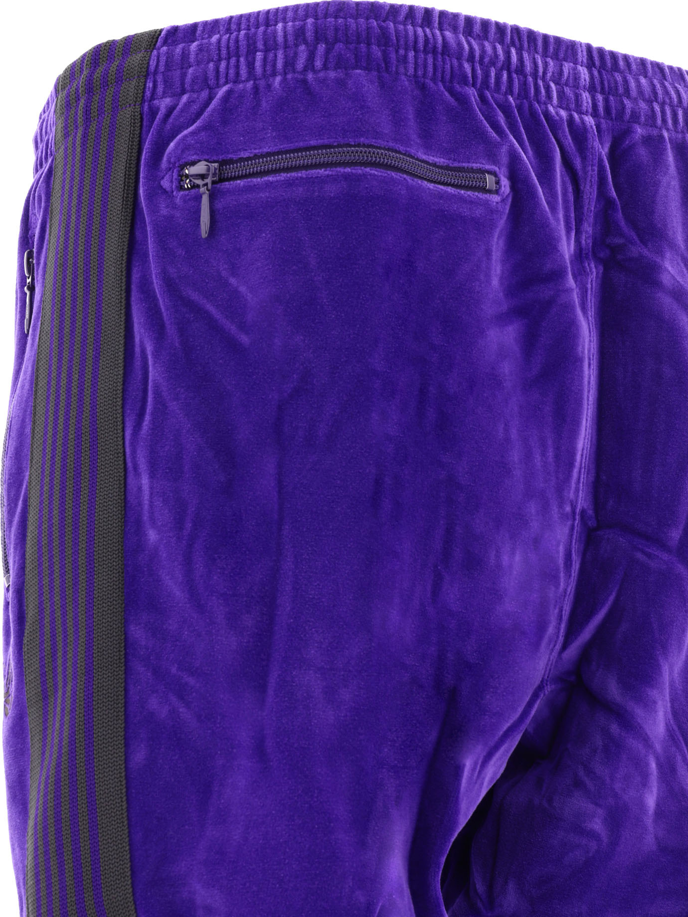 Needles Velour Track Trousers Side Stripes In Blue