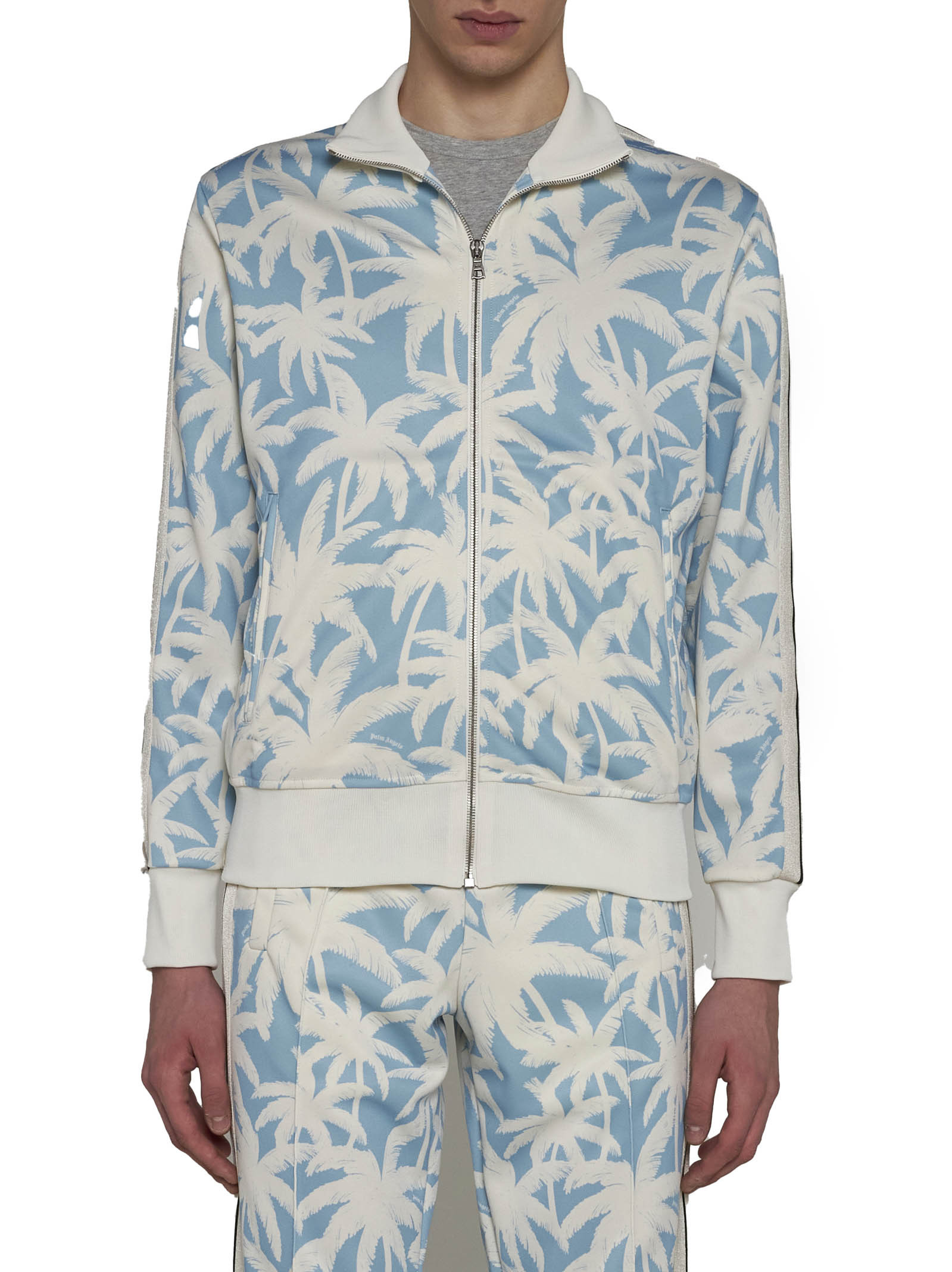 PALM ANGELS PALM ANGELS PALM-PRINTED SIDE STRIPE DETAILED TRACK JACKET