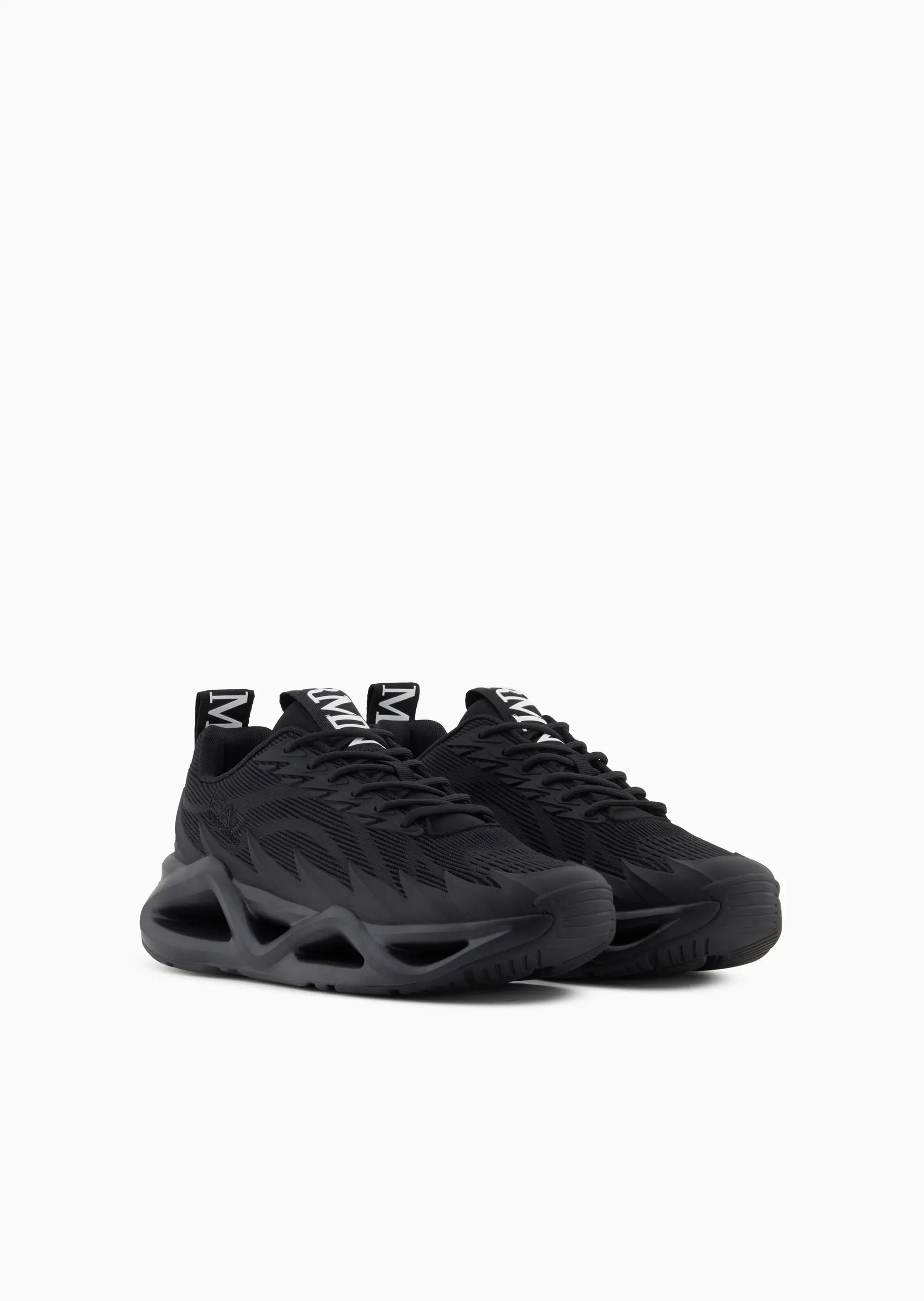 Ea7 Emporio Armani Logo Printed Low-top Sneakers In Black