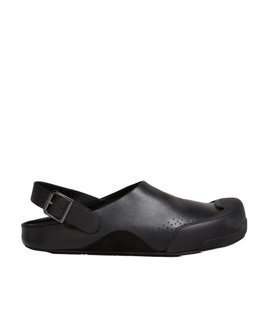 Shop Marni Black Leather And Suede Dada Sabot