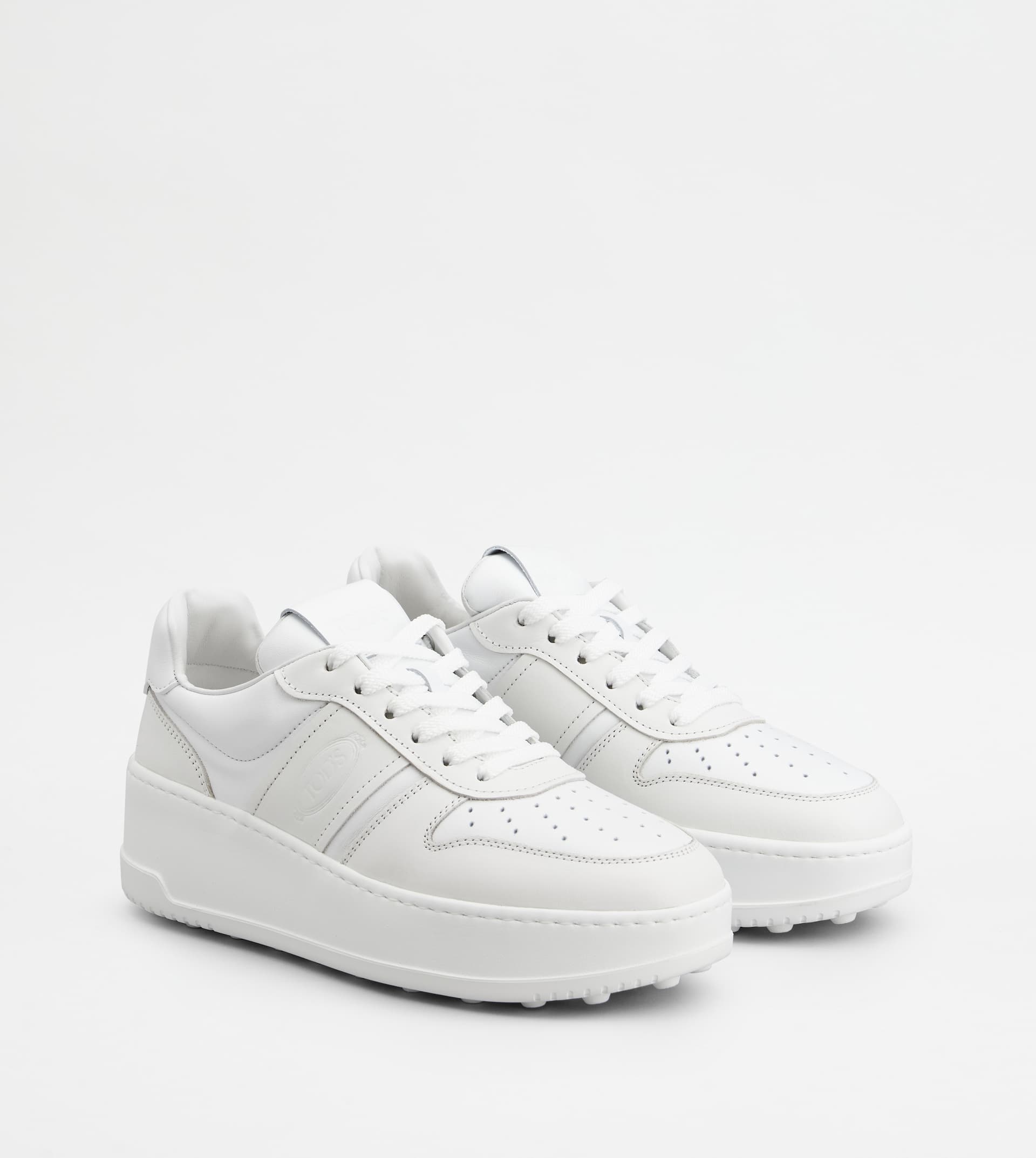 Tod's Round-toe Leather Sneakers In White