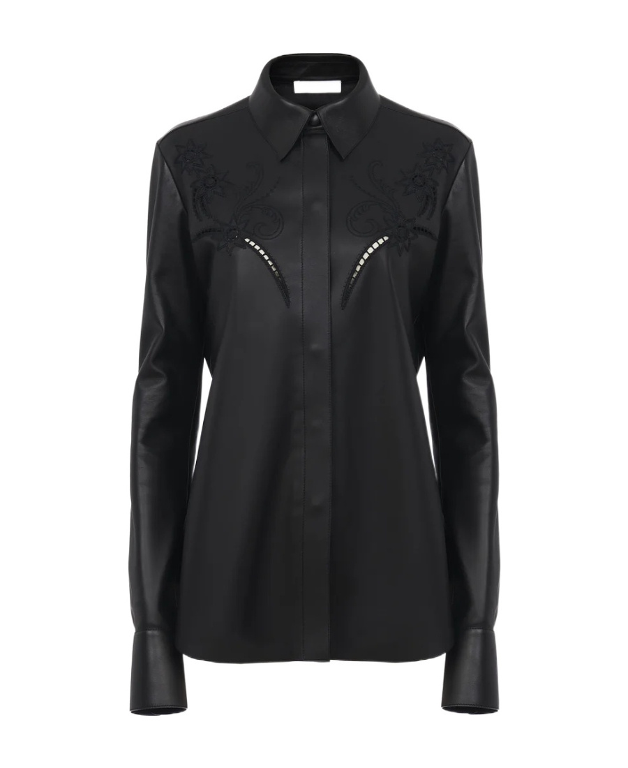 Chloé Leather Shirt In Black