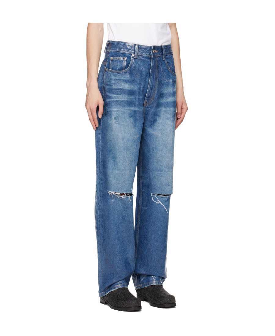 We11 Done Faded And Used Jeans In Blue