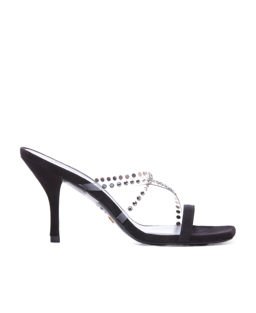 Stuart Weitzman Embellished Slip-on Sandals In Black