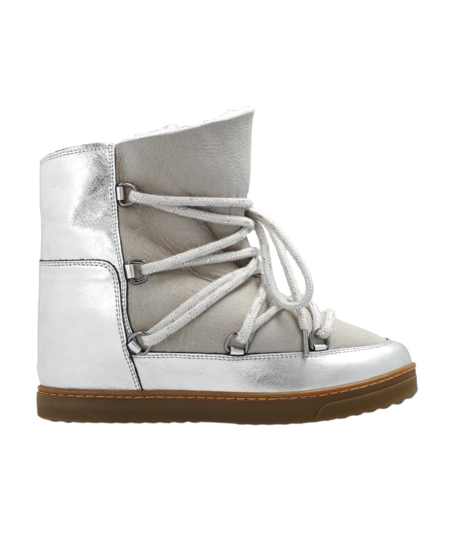 Isabel Marant Nowles-gf Leather Ankle Boots In Gray