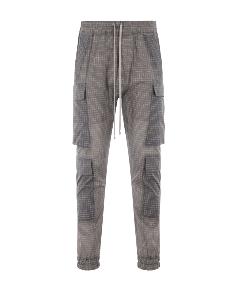 Rick Owens Check-print Drawstring Trousers In Gray