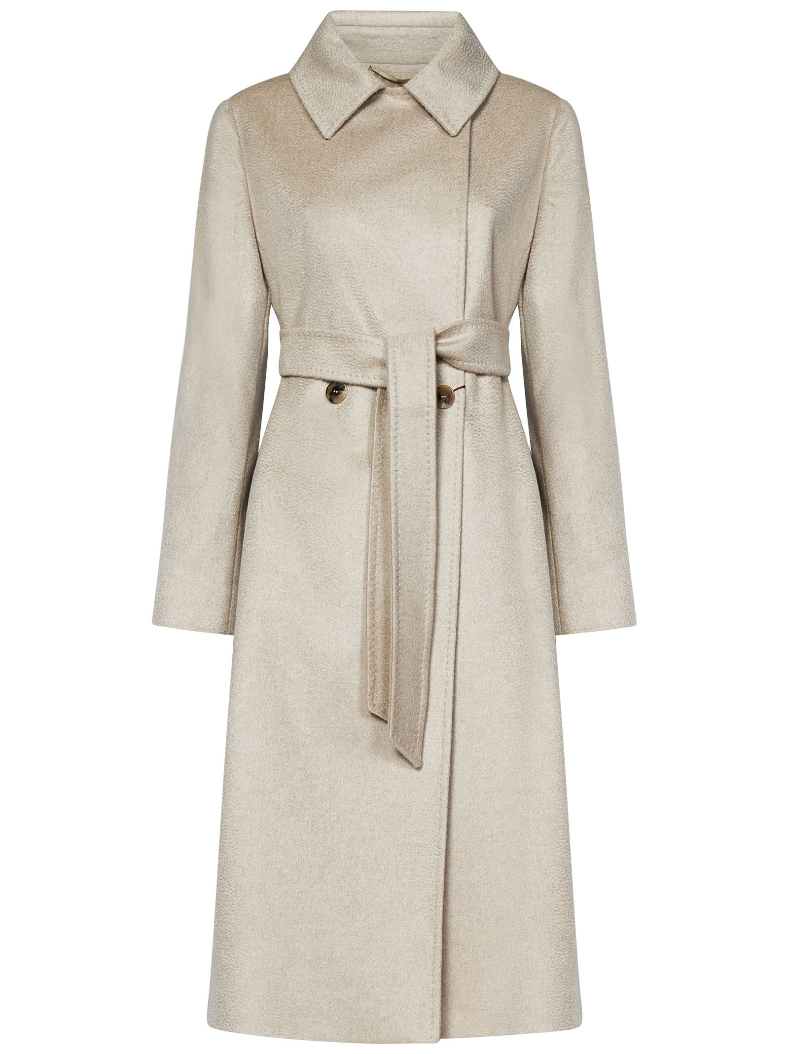 Max Mara Dove Grey Double-breasted Cashmere Coat In Nude