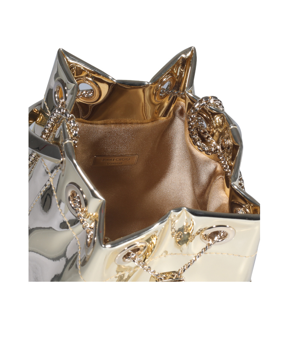 Jimmy Choo Gold Metallic Leather Bon Bon Bucket In Multicolor