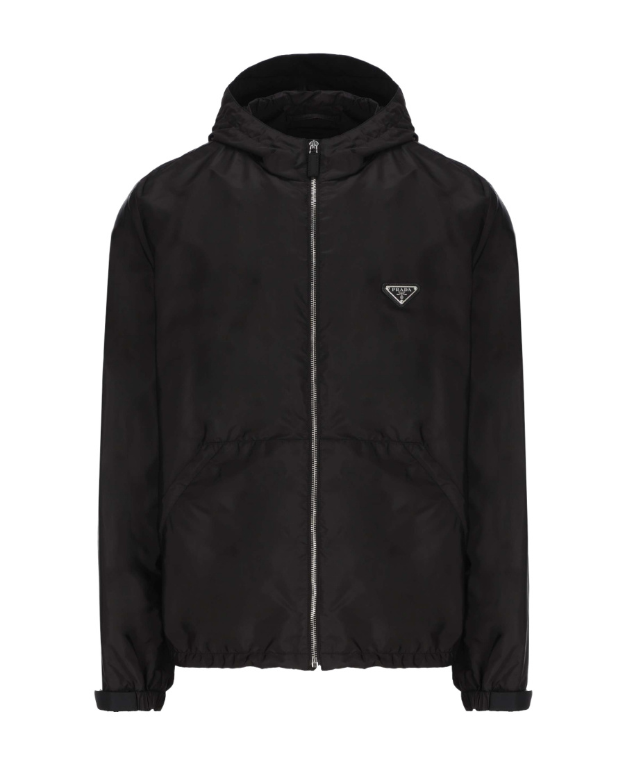 Prada Re-nylon Enamel Triangle-logo Jacket In Black