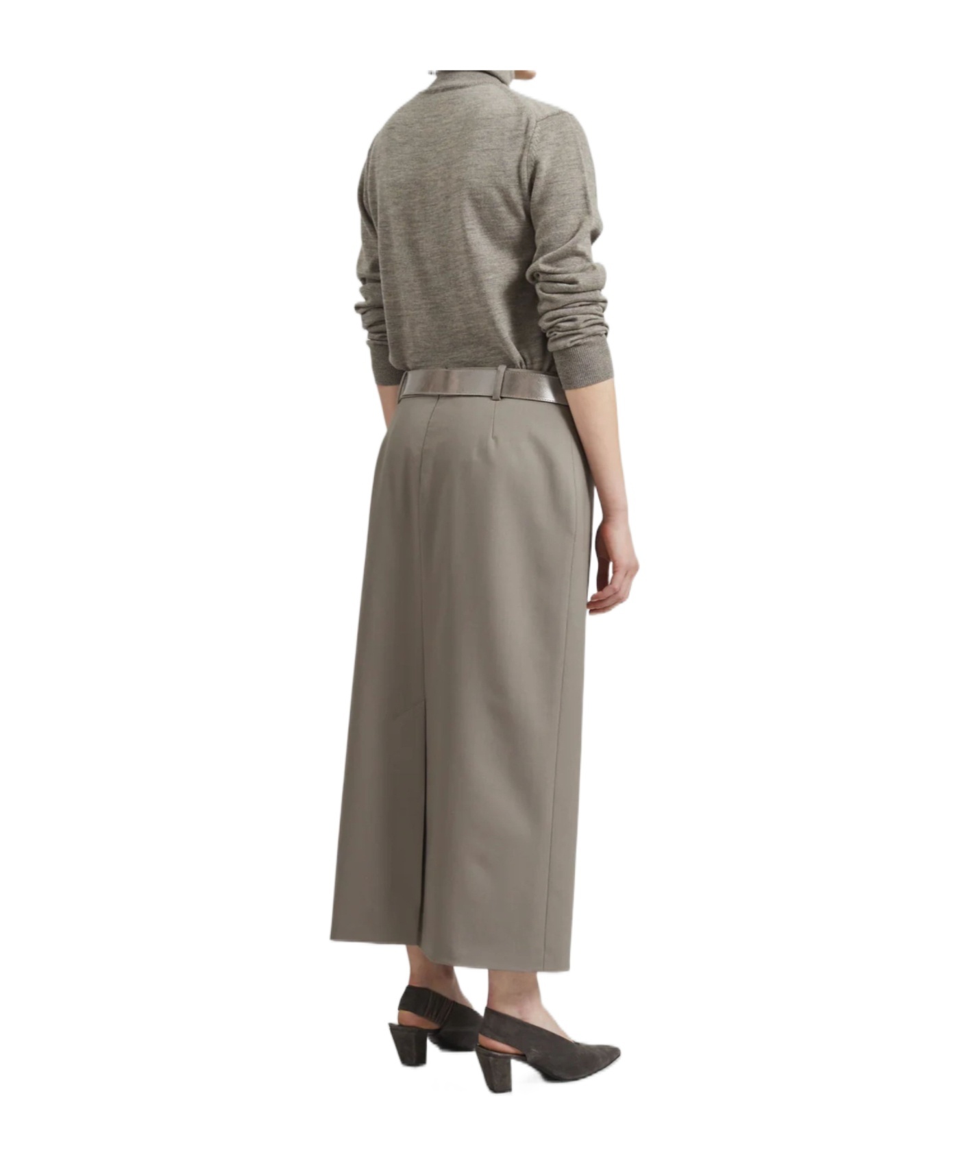 The Frankie Shop High-waisted Midi Skirt In Gray