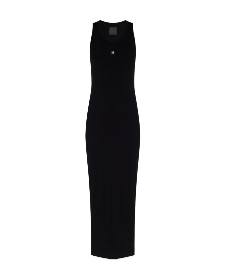 Givenchy 4g Plaque Cotton Long Dress In Black