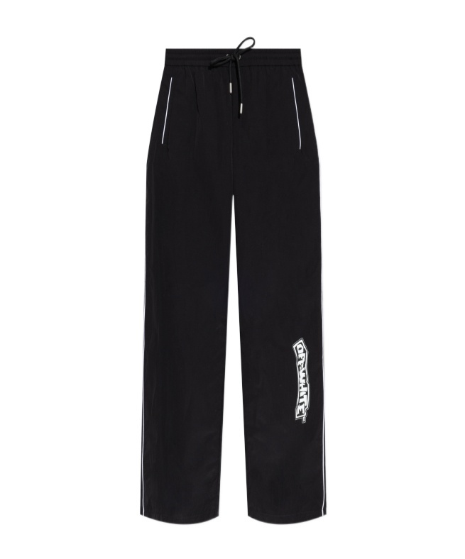 Off-white Comfortable Wide Leg Track Trousers In Black