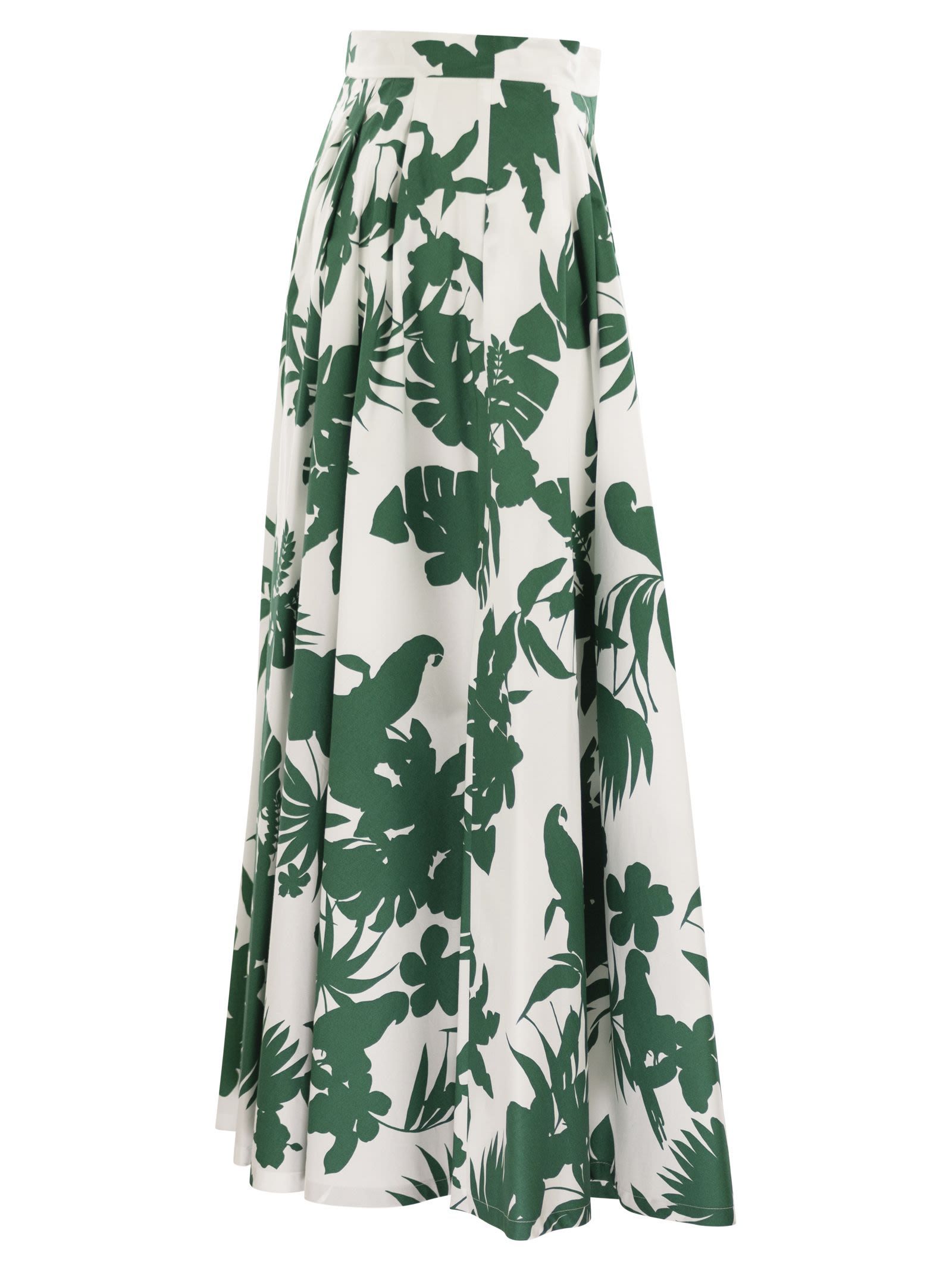Max Mara Idoneo Allover Floral Printed Midi Skirt In Green