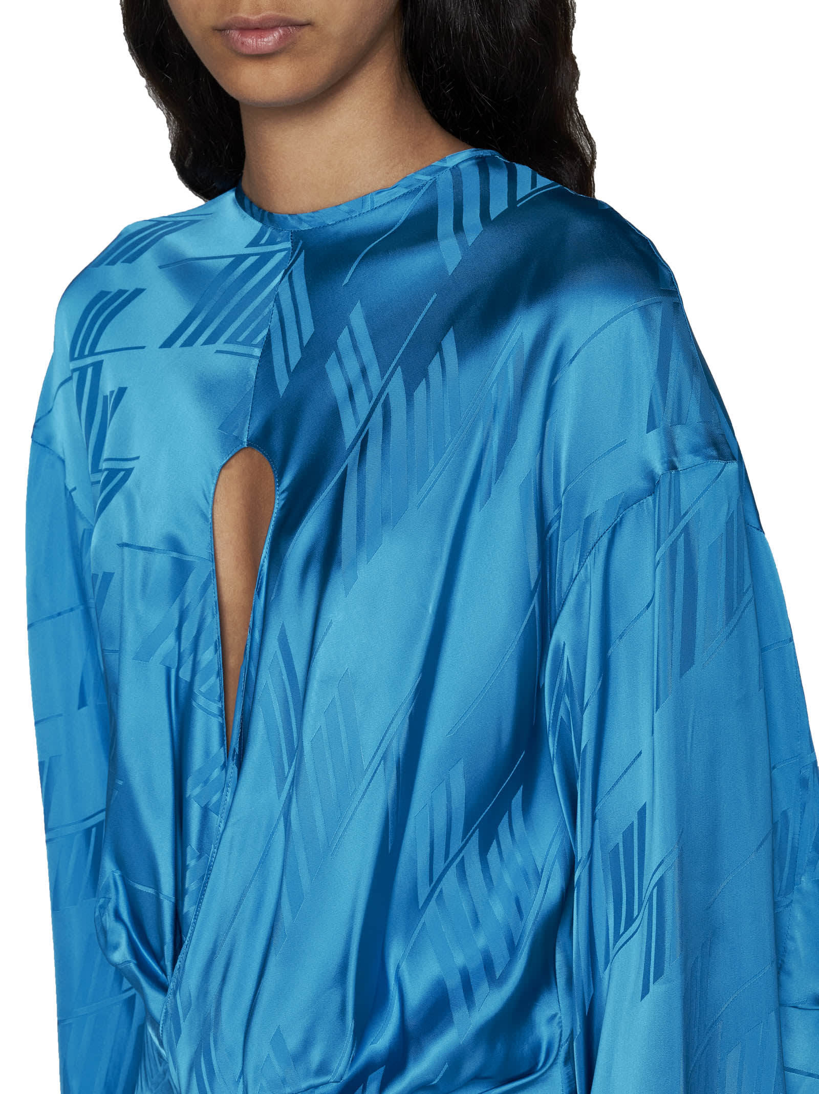 Attico Women's Asymmetric Satin Mini Dress In Blue