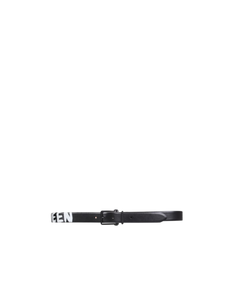 Alexander Mcqueen Logo Paint Print Belt In Black