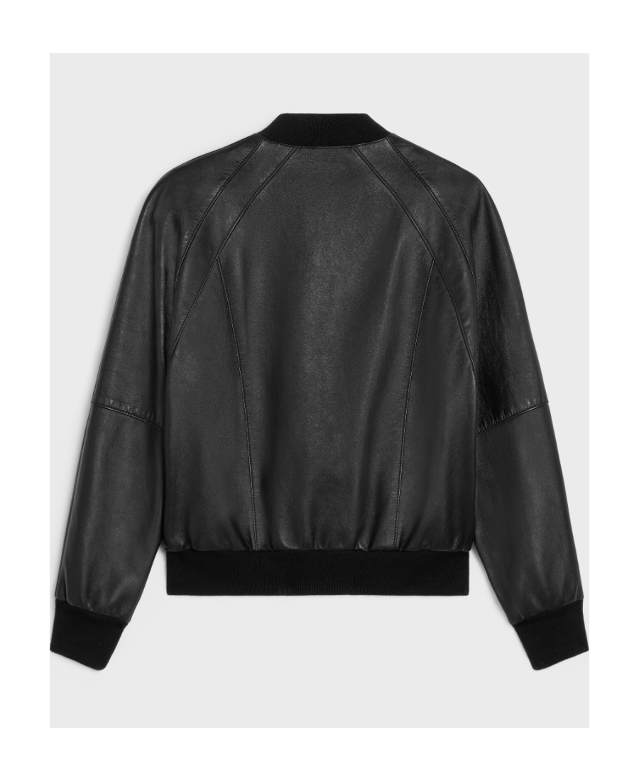 Celine Shoulder Cuff Buttoned Leather Jacket In Black