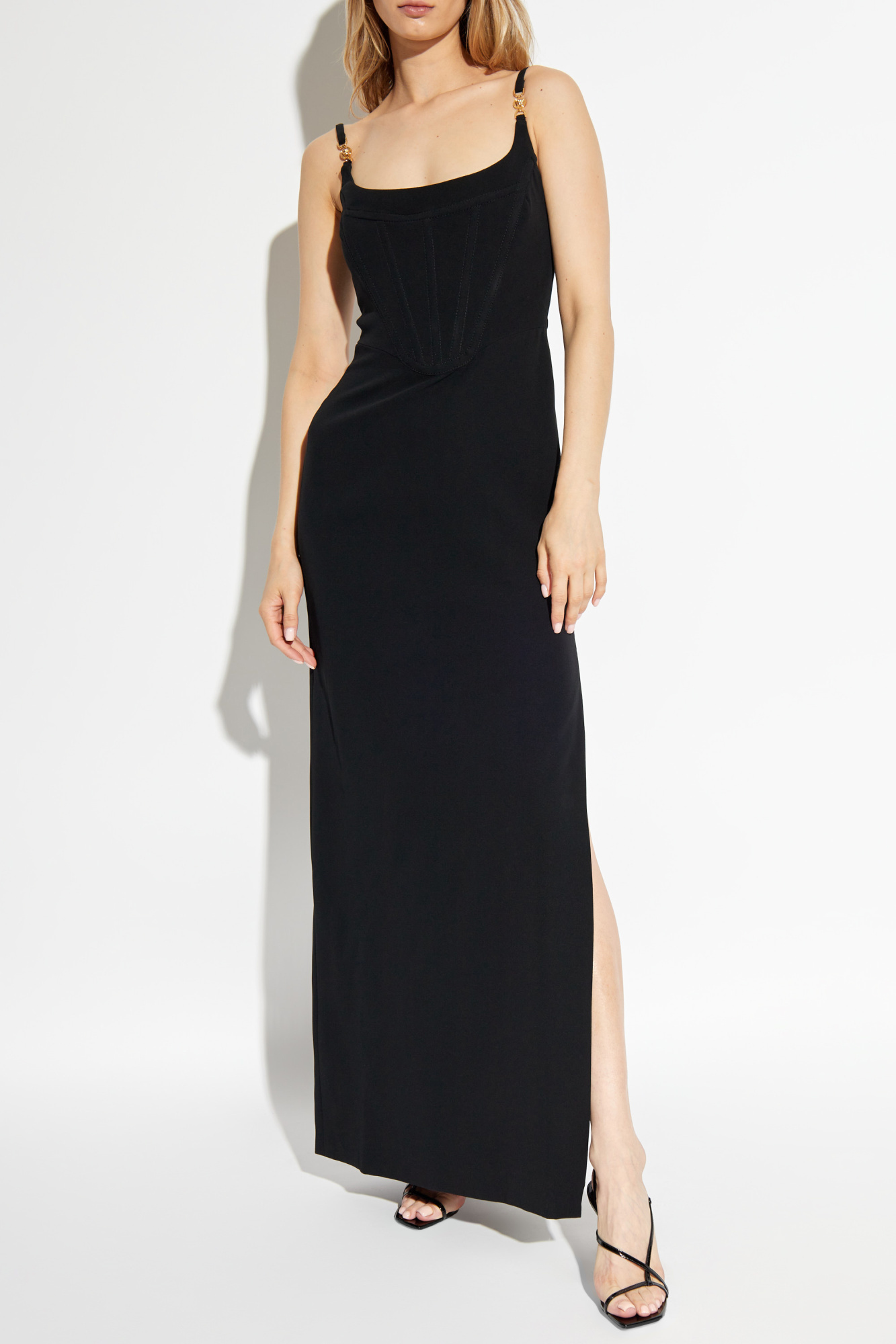Versace Cocktail Dress With Medusa Details In Black