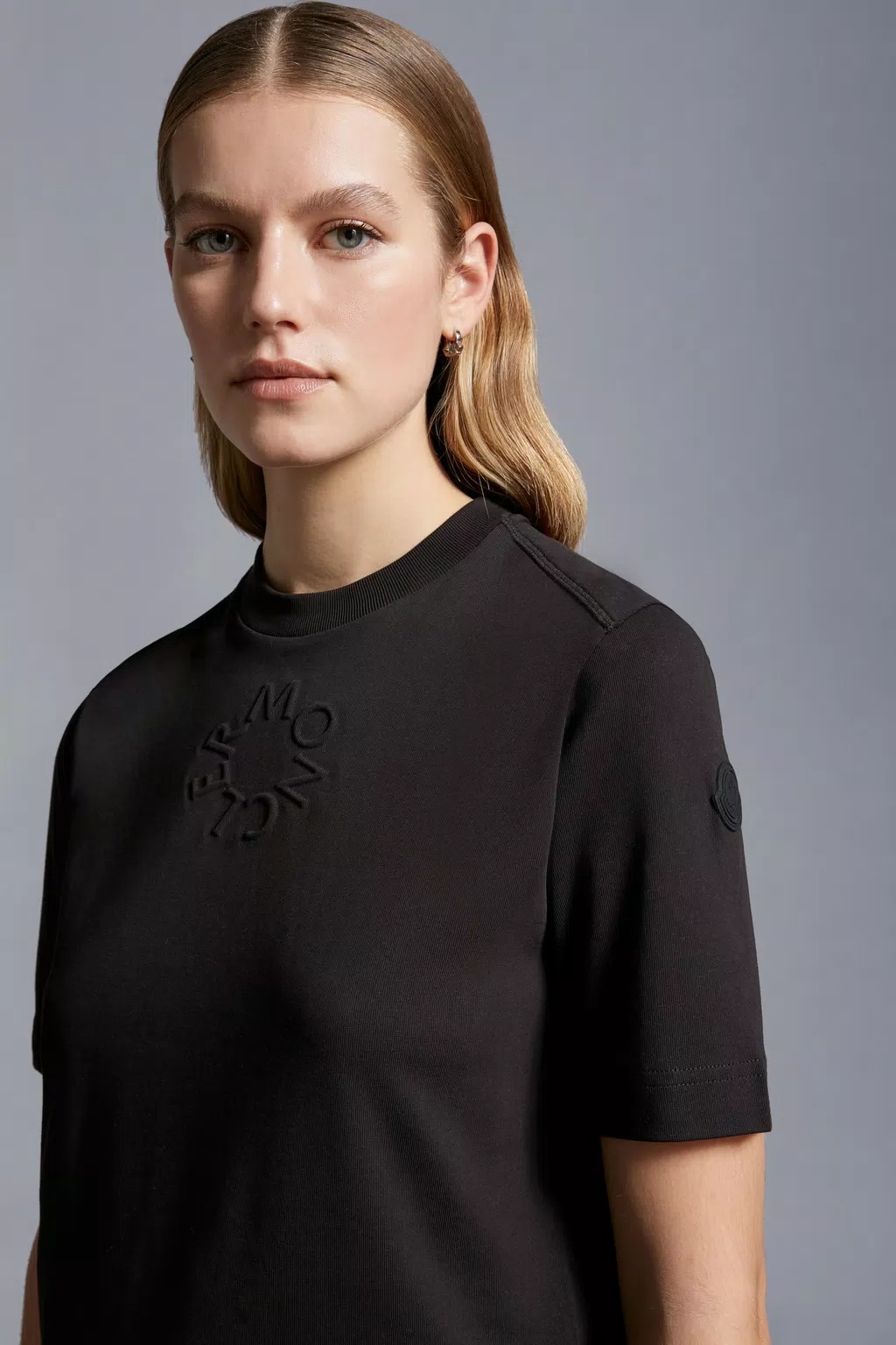 Moncler Cotton Jersey Crewneck T-shirt In Black